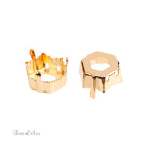 NEW 4699 Оправа для Prismatic Hexagon Fancy Stone 9,4x10,8 мм, томпак/золото