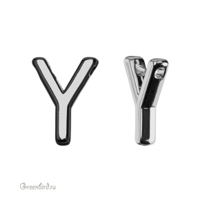 Подвеска гладкая буква "Y", родий, 1 шт. (#SV1701-LR-Y)