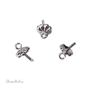 Компонент для вклеивания жемчуга, родий, 1 шт. (9H034), Корея