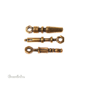 "Стимпанк", подвеска, ант. латунь, 3 шт. (#Л1428)