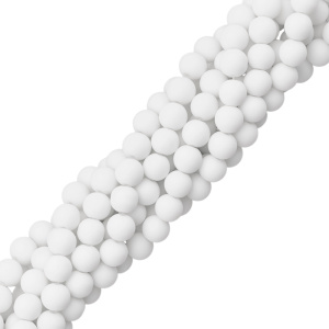 Бусины круглые 10 мм, матовый белый, нить (#SVA-CRM-60)