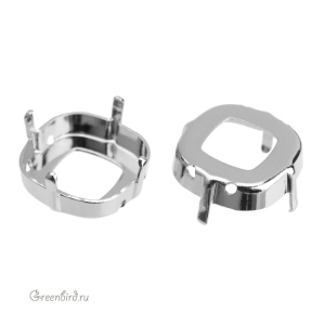 4483 Оправа для Thin Cushion Fancy Stone 14 мм, томпак/родий