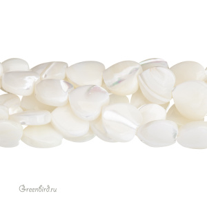 Бусина "Сердце" 12 мм, белый перламутр, 1 шт. (#SVA-PRL-004)