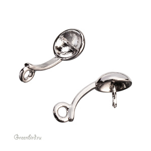 Компонент для вклеивания бусин, родий, 1 шт. (9H673), Корея