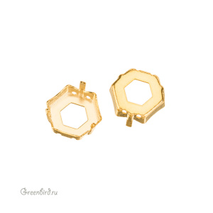 4683 Оправа для ювелирного кристалла Thin Hexagon Fancy Stone 14х15,8 мм, золото