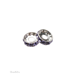 Swarovski 1088 Рондель 13 мм, серебро, танзанит (#COL-04), 1 шт.
