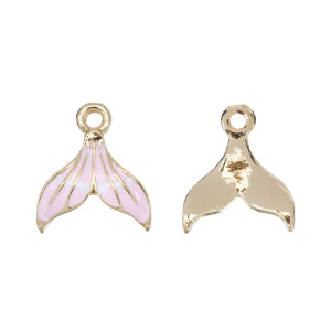 Подвеска с эмалью "Лепесток", золото, розовый, 1 шт. (#CN-PN-067)