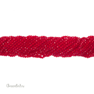 Бусины граненые рондели "Мини", красный, круглые, нить (#SVAB-R2017)