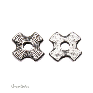 Элемент под заклепку "Крест", ант. олово (#TC-5799)