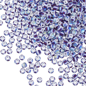 Бисер чешский PRECIOSA Czech круглый 8/0, AGED WHT/BLUE/RED FULL AB (#SB8-03390M-28703), 10 г