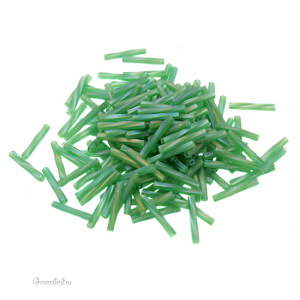 Бисер MIYUKI Twisted Bugle 12mm – Matte Transparent Green AB (#179F), 10 г