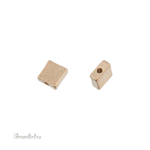 Бусина "Квадрат", матовое золото, 1 шт. (9H095), Корея