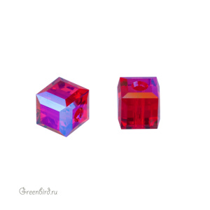 Swarovski 5601 Бусина Куб 4 мм, светлый сиам с мерцанием B (#227SHIMB), 1 шт.