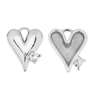 Подвеска "Сердечко" с фианитом, родий, 1 шт. (#CN-PN-156)