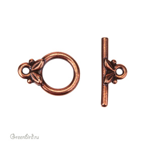 Тоггл "Листик", ант. медь, 1 шт. (#TC-6039)