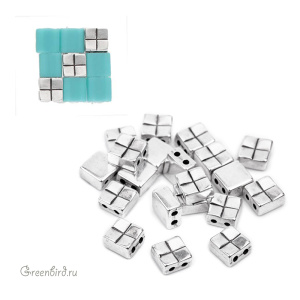 CYMBAL Металлическая бусина TILA "Voutakos", ант. серебро, 1 шт. (#TL-012358-SP)