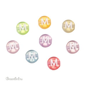 Бусина-буква "M" цветная, 1 шт. (#SV-Col-M) Бусина-буква "M" цветная, 1 шт. (#SV-Col-M)