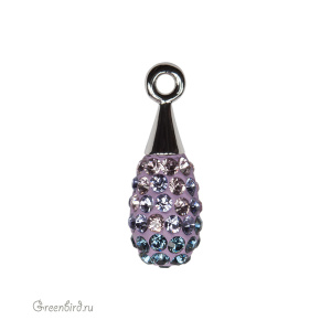 167563 подвеска Pave капля 14mm, родий, Montana/Tanzanite/Light Amethyst (#207/539/212)