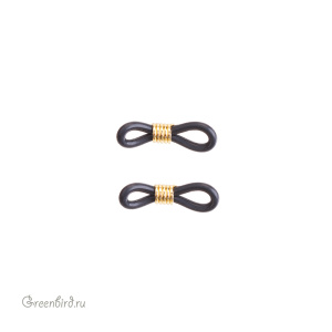 Мягкий держатель-концевик цепочки для очков, черный, золото, 1 шт. (#SVA-009G)