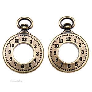 Подвеска "Часы", ант. латунь, 1 шт. (#TC-2345)