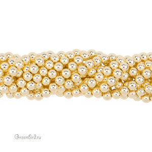 Бусины Геметин 10 мм, круглые, цвет: золото, нить (#SV-HMT-73)