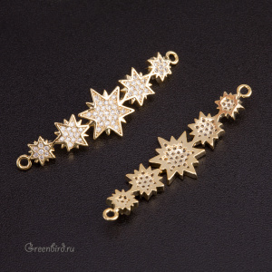 Центральный элемент с фианитами "Звезды", золото, 1 шт. (#SVA-FIAN-1110G)