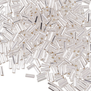 Бисер TOHO Bugle стеклярус 4,5 мм, внутреннее серебрение, Crystal (#21), 10 г