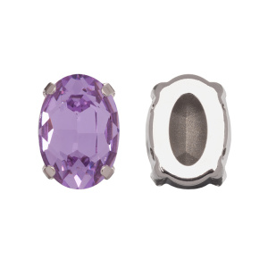 Crystalbird 4120 Овал 14x10 мм в оправе, родий, фиолетовый (#K371), 1 шт.