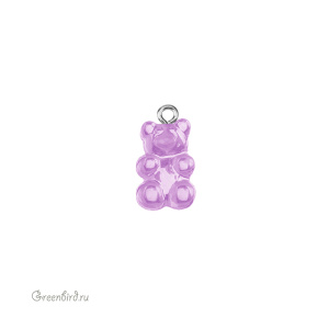 Подвеска "Мармеладный мишка", родий, сиреневый, 1 шт. (#SVA-BASE-084R)
