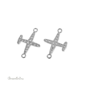 Коннектор с фианитами "Самолет", родий, 1 шт. (#SVA-FIAN-1011R) Коннектор с фианитами "Самолет", родий, 1 шт. (#SVA-FIAN-1011R)