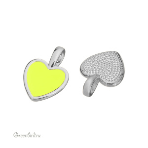Подвеска с эмалью "Сердечко", родий, желтый, 1 шт. (#SV1701-Pendant-30)