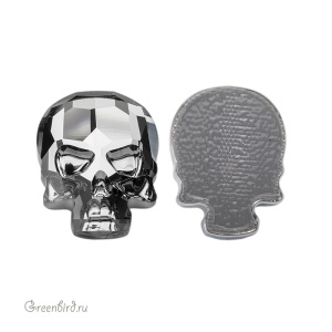 2856 Кристалл горячей фиксации Skull 18x14 мм – Silver Night (#001SINI), 1 шт.