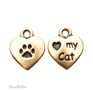 Подвеска "Люблю свою кошку", ант. золото, 1 шт. (#TC-2199)