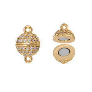 Магнитный замок "Шар" с фианитами 8,5 мм, золото (#SVA-JB-04G)