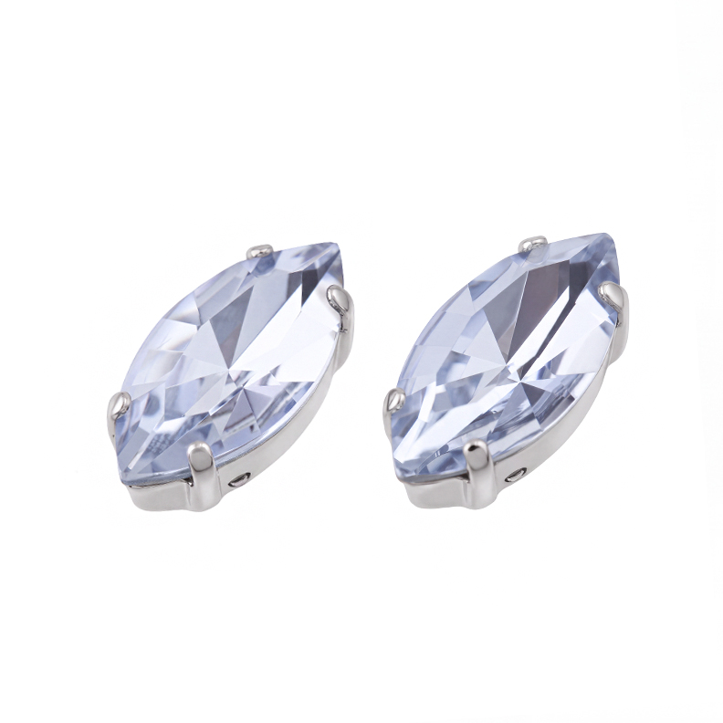 Crystalbird 4228 Наветт 18×9 мм в оправе, родий, светлый сапфир (#211), уп. 2 шт.