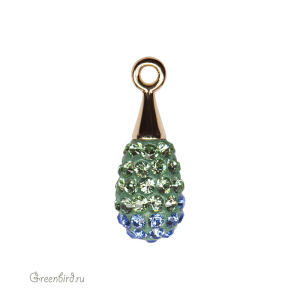 167563 подвеска Pave капля 14mm, золото, Sapphire/Erinite/Peridot (#206/360/214)