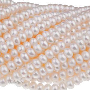 Жемчуг пресноводный овальный 6х4,5 мм, светлый, нить (#36345)