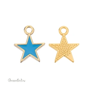 Подвеска с эмалью "Звездочка", золото, голубой, 1 шт. (#SV1701-Pendant-45G)