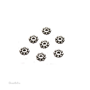 Спейсер "Бусинки" 6 мм, ант. родий, 1 шт. (#TC-0407)