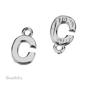 Подвеска буква "C", родий, 1 шт. (#SVA-LR-C)