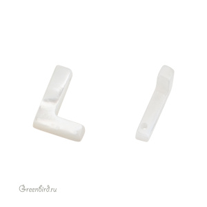 Бусина-подвеска буква "L" 10 мм, белый перламутр, 1 шт. (#SVA-PRL-201-L)