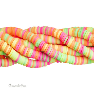 Каучуковые бусины "Диски", микс - цитрусовый, нить (#SVA-RUB-mix03)