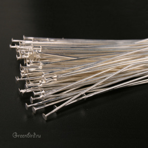 Пины со шляпкой 50 мм, серебро, уп. 100 шт. (#13002-SIL)