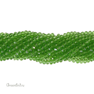 Бусины граненые рондели 3 мм, светло-зеленый, нить (#SVAB1024)