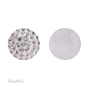Swarovski 86601 Кабошон с кристальным паве 12 мм, черный алмаз (#215), 1 шт.