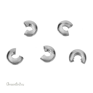 Бусина на кримп 4 мм, родий, 1 шт. (#SV1701-CC-11R)