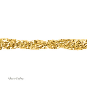 Бусины Геметин 3x2 мм, рондели, граненые, желт. золото, нить (#SV-HMT-47)