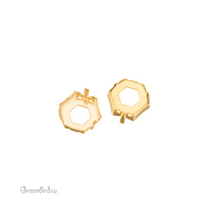 4683 Оправа для ювелирного кристалла Thin Hexagon FS 7,8х8,7 мм, золото