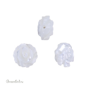 Бусина "Роза" 8 мм, белый перламутр, 1 шт. (#SVA-PRL-027)