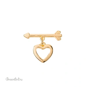 Замок-тоггл "Стрела с сердцем", золото, 1 шт. (#SV1701-T15)